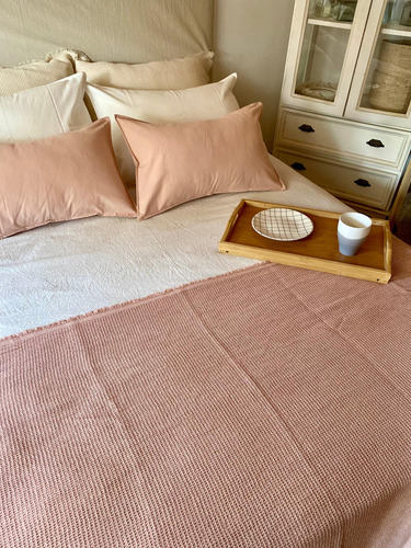 Manta Waffle 100x260 Cm Pie De Cama Manta De Sillón Color Rosa Viejo