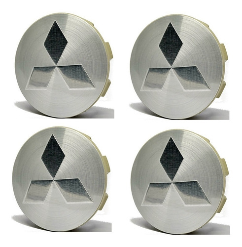 Imagem 1 de 4 de Kit Calotinha Central Roda Mitsubishi L200 Tr4 Triton Prata