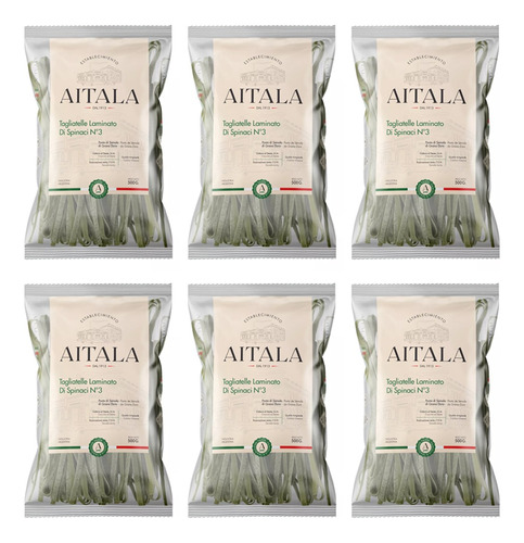 Fideos Aitala Tagliatelle De Espinaca X500gr Pack X6