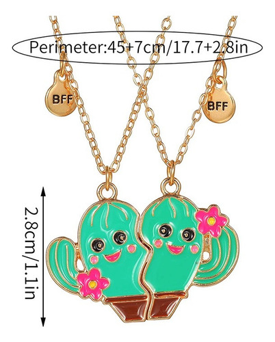 V Set 2 Collares Magnéticos De Cactus Mejores Amigos Bff