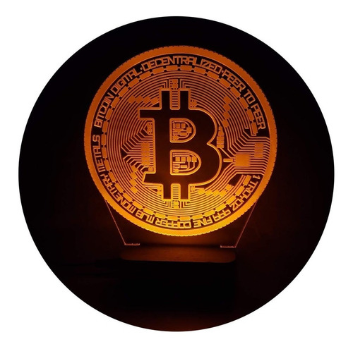 Lámpara Acrílico Led Moneda Bitcoin Coleccionable 220v 