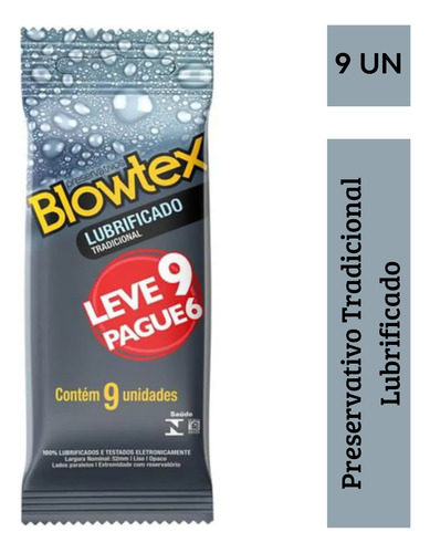 Kit 6x Preservativo Blowtex Lubrificado Tradicional 9 Un
