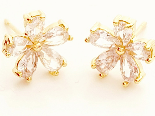 Aretes De Flor Con Fino Cristal Austriaco En Estuche 