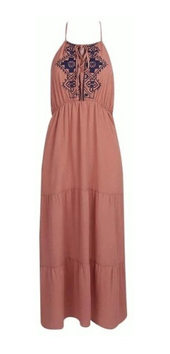 Maxidress Trevo 929-54 Salmon Bordado Outlet/saldosmchn