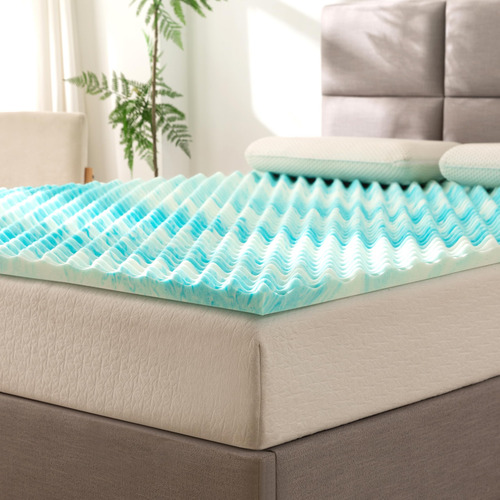Cubrecolchón 5 Cm Espuma Viscoelástica Gel Azul
