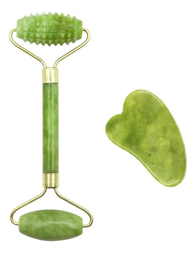 Juego De Raspado Jade Roller & Gua Sha Board Con Piedras De