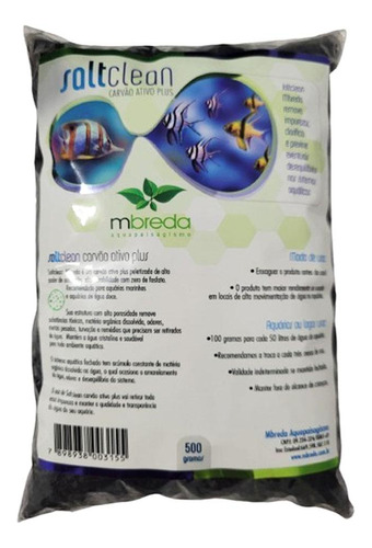 Mbreda Carvão Ativado Saltclean Plus 500g  Aquário Marinho