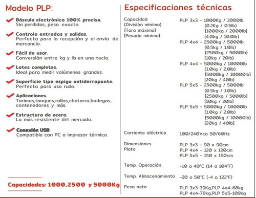 Báscula De Plataforma Torrey Plp-5000 Kg 150x150 Cm+ Regalos