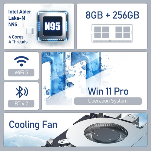 Wi-6 Mini Pc N95, Micro Pc 8gb Ram 256gb M.2 Ssd, Intel Alde