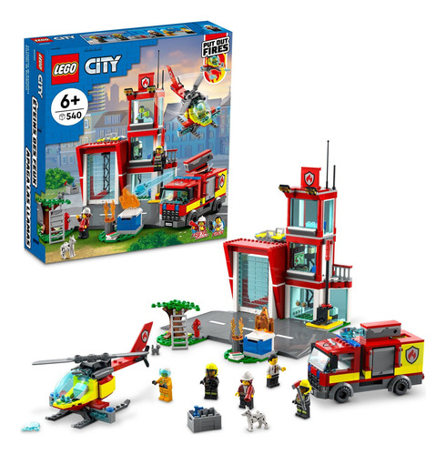 Estación De Bomberos Lego 60320 Garaje Helicóptero Y Camión