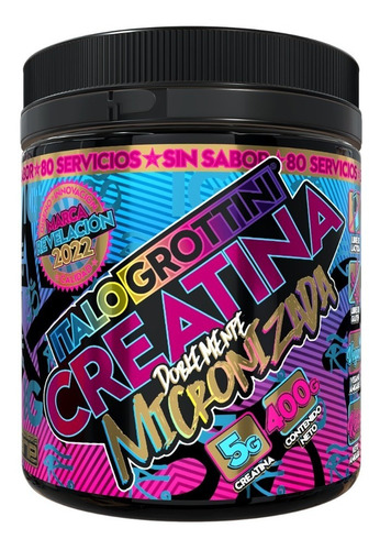 Creatina Doblemente Micronizada 400 Gr 80 Sv Italo Grottini Sabor Sin Sabor