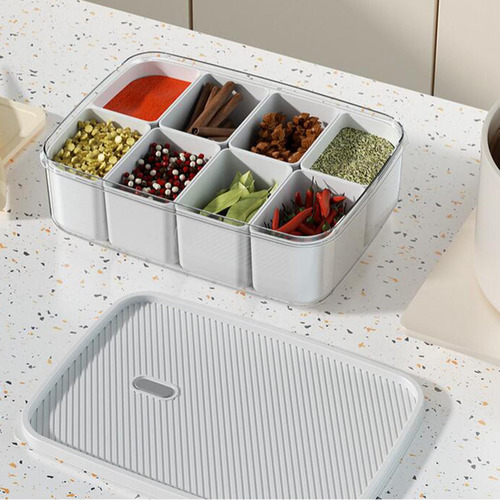 Caja De Condimentos Para Especias De Cocina Con Tapa, Botes