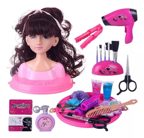 Children Pretend Play Set Dolls Deluxe Styling Head Makeup