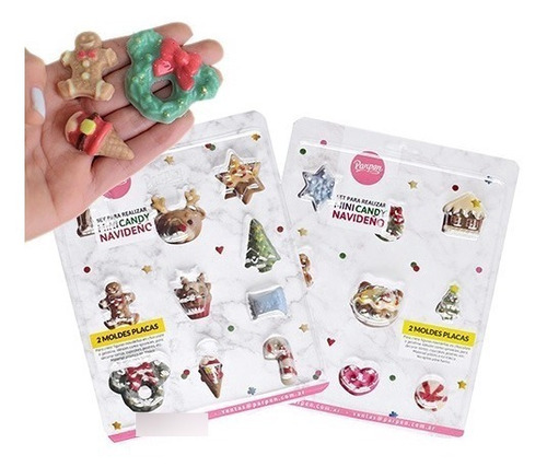 Set De 2 Moldes Placas Mini Candy Navideño Parpen