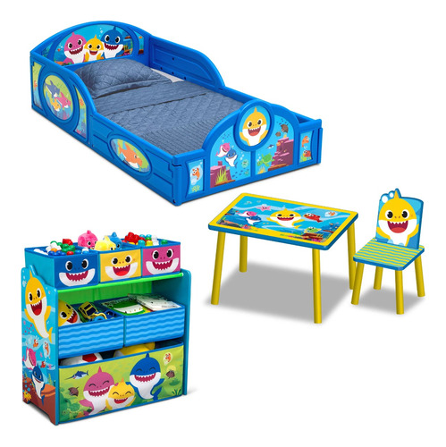 Set Infantil Cama Play Area Juguetero Escritorio Baby Shark