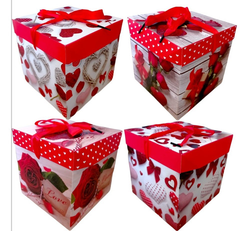 Kit 12 Cajas Amor 15 Cm + 12 Tarjetas Día Enamorados Regalo