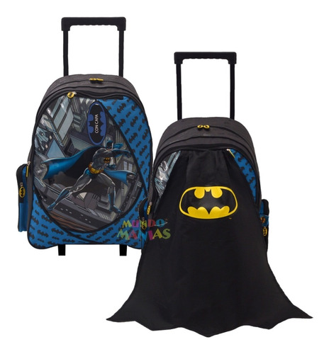 Mochila Carro Grande 18 PuLG Batman Con Capa Mundo Manias