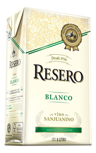 Vino  Blanco Tb 1 Lt Resero Vinos En Tetra Brick Pro