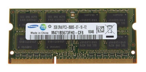 Memoria Sodimm Ddr3 2gb Pc3-8500s 1066 Mhz Samsung