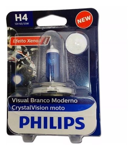 Lâmpada Super Branca Xre300 Philips Crystalvision H4 60/55w