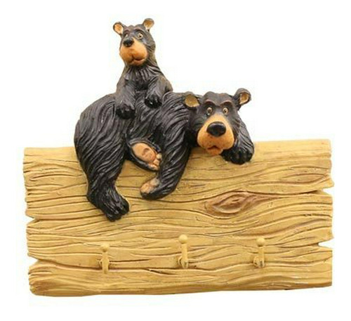 Bear Family - Soporte Para Llaves De Madera Con 3 Ganchos, E