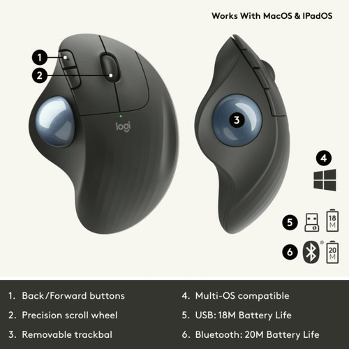 Logitech Ergo M575 For Business, Mouse Con Trackball