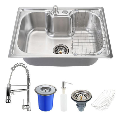 Cuba para Cozinha Pia Inox com Lixeira e Acessórios Carajás e Torneira Para Cozinha Gourmet Misturador Monocomando Munim Pingoo.casa