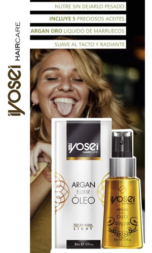 Imagen 5 de 7 de Aceite Oleo De Argan Elixir Textura Ligera Iyosei X30ml.