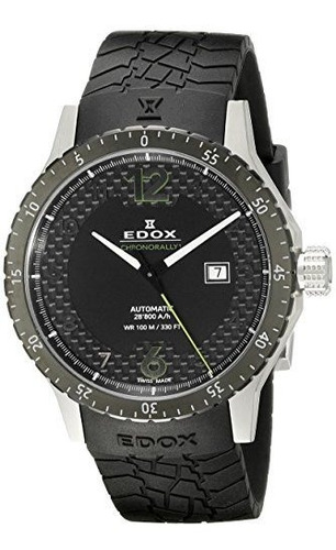 Reloj De Acero Inoxidable Con Banda Negra Edox 80094 3n Nv