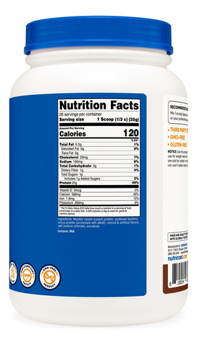 Proteína En Polvo Nutricost Caseína Chocolate 907 G Sin Glut