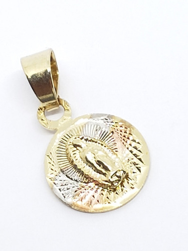 Dije Medalla De Virgen Redonda 1.3 Cm De Oro Laminado Vir26