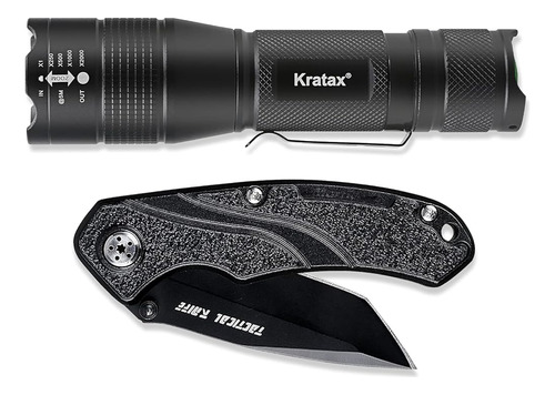 Linterna Táctica Led Con Cuchillo Kratax 5.3oz Luz De Flash 