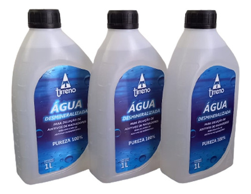 Kit 3 Água Desmineralizada Tirreno Pureza 100% Deionizada 1l