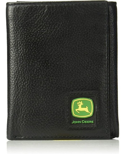 John Deere Cartera Tríptica Para Hombres, Negra, Talla Única