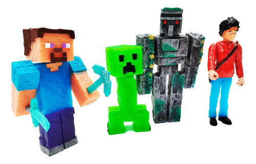 Minecraft Steve La Pelicula Creeper Golem Figuras 4 Pzs Jugu