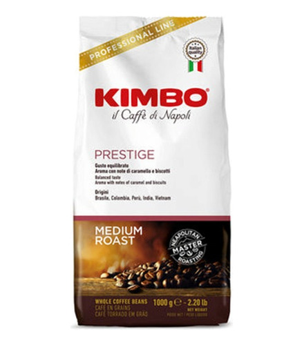 Café Kimbo En Grano Prestige 1kg 80% Arábica 20% Robusta