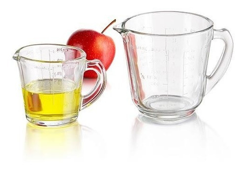 2 Jarra Medidora De Vidrio Taza De 240ml Y 500 Ml Pyr-o-rey