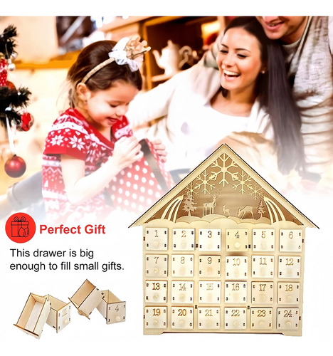 Decoraciones Navideñas Led De Madera Con 24 Cajones