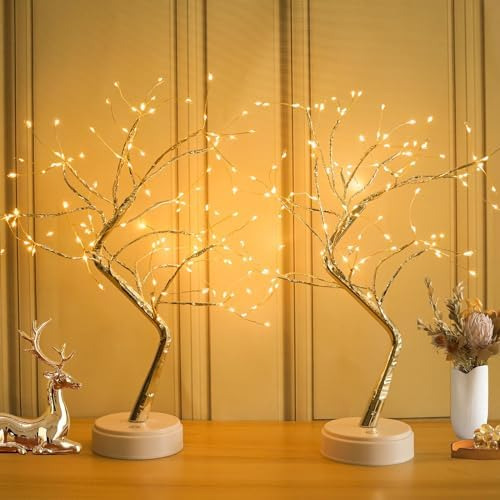 Paquete De 2 Luces De Arbol Bonsai De Mesa 20 Pulgadas 108 L