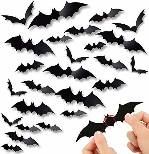 60pcs Halloween 3d Murcielago Decoracion Pared Miedo 4 Pvc