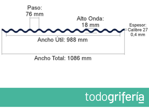 Chapa Canal Galvanizada C27 1,086 X 3 M