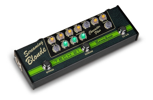 Pedal de preamplificador Screaming Blonde Sansamp Tech 21 Fender Style, color verde