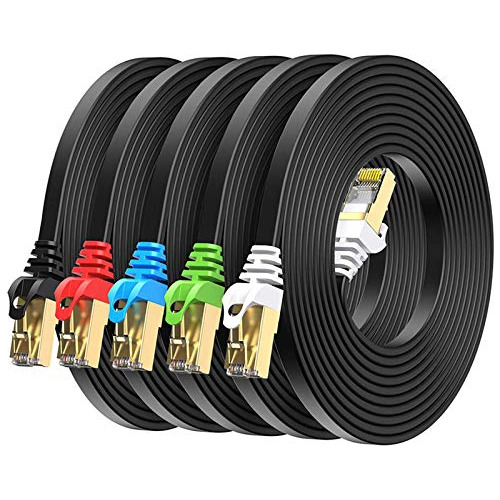 Cable Ethernet Cat7 De 5 Pies, Paquete De 5, Multicolor...