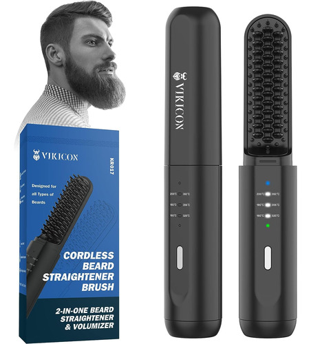 Plancha P/ Pelo Y Barba Vikicon, 2 En 1, Inalámbrica, Negro