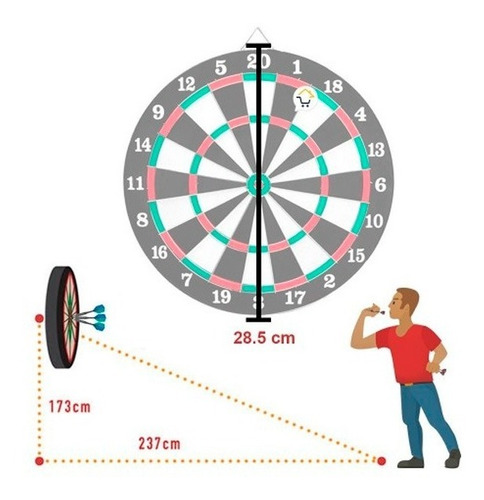 Juego De Dardos Tiro Al Blanco 2 En 1 Madera Reversible 36cm