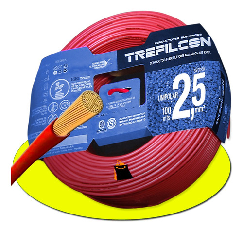 Cable Unipolar Trefilcon 2.5mm Normalizado Iram Rojo 100m