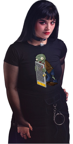 Playera Cleen Negra Plantas Vs Zombies Portero Pvz