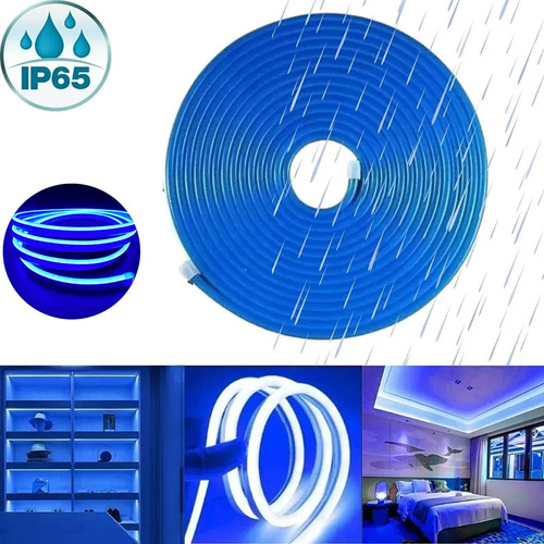 Tiras De Led Neón Luz Flexible Unicolor 5 Metros Cortar 12v Azul