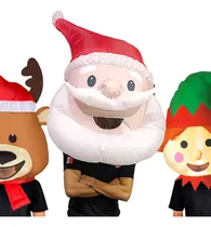Comprar Disfraz Inflable Cabezón De Santa Clause, Reno O Duende Cosplay Navideño, Disfraz Inflable Navidad