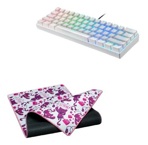 Imagem 2 de 8 de Teclado Gamer Motospeed Ck61 Branco Switch Blue + Mousepad